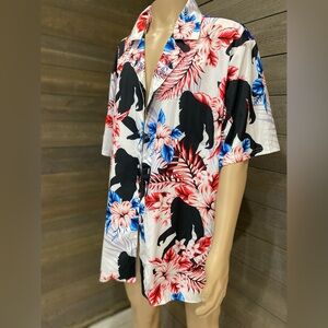 Tropical Gorilla Print Hawaiian Shirt Men’s XXL Button-Up Vacation Top